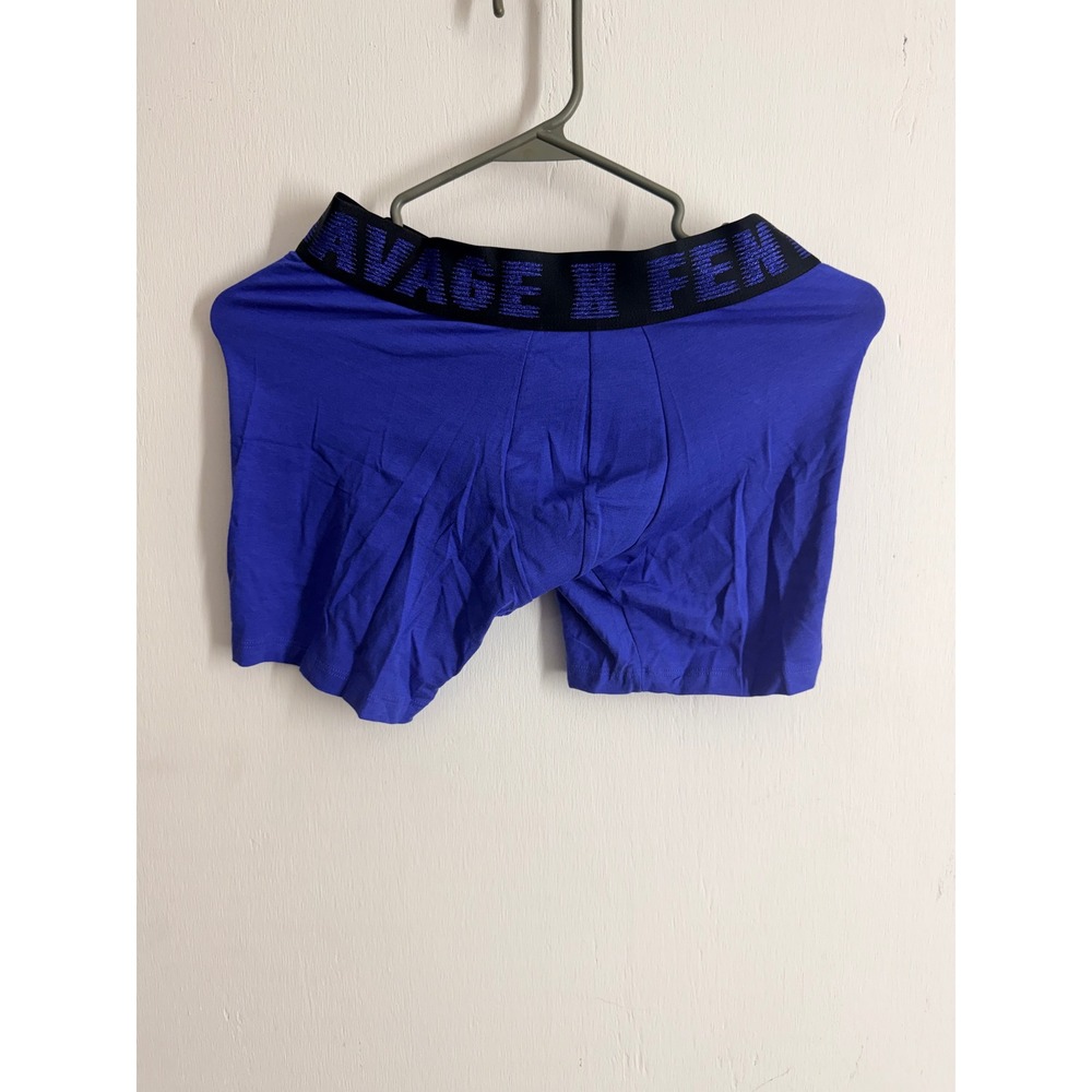 Savage X Fenty Mens Boxer Briefs Blue Logo Waistband Cotton Modal Trunks Size S